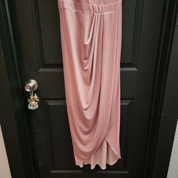 BHLDN Sz. 14 New Edison Velvet Bridesmaid Dress in Blush Mother of the Bride - Picture 5 of 15